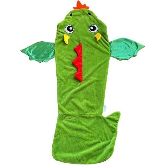 Snuggie Tails Kids Cozy Fire Breathing Green Dragon Lounge Blanket with Tail. - Picture 2 of 9